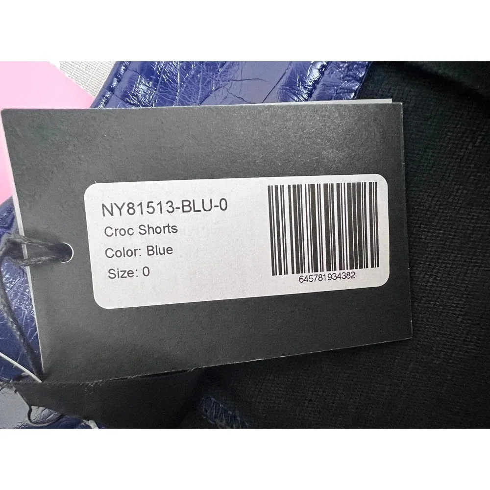 Noli Croc Shorts Womens Size 0 Blue New Faux Leather Embossed High Waist NY81513